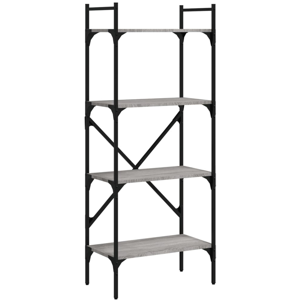 vidaXL 4 Shelf Grey Sonoma Industrial Style Bookcase Image 2