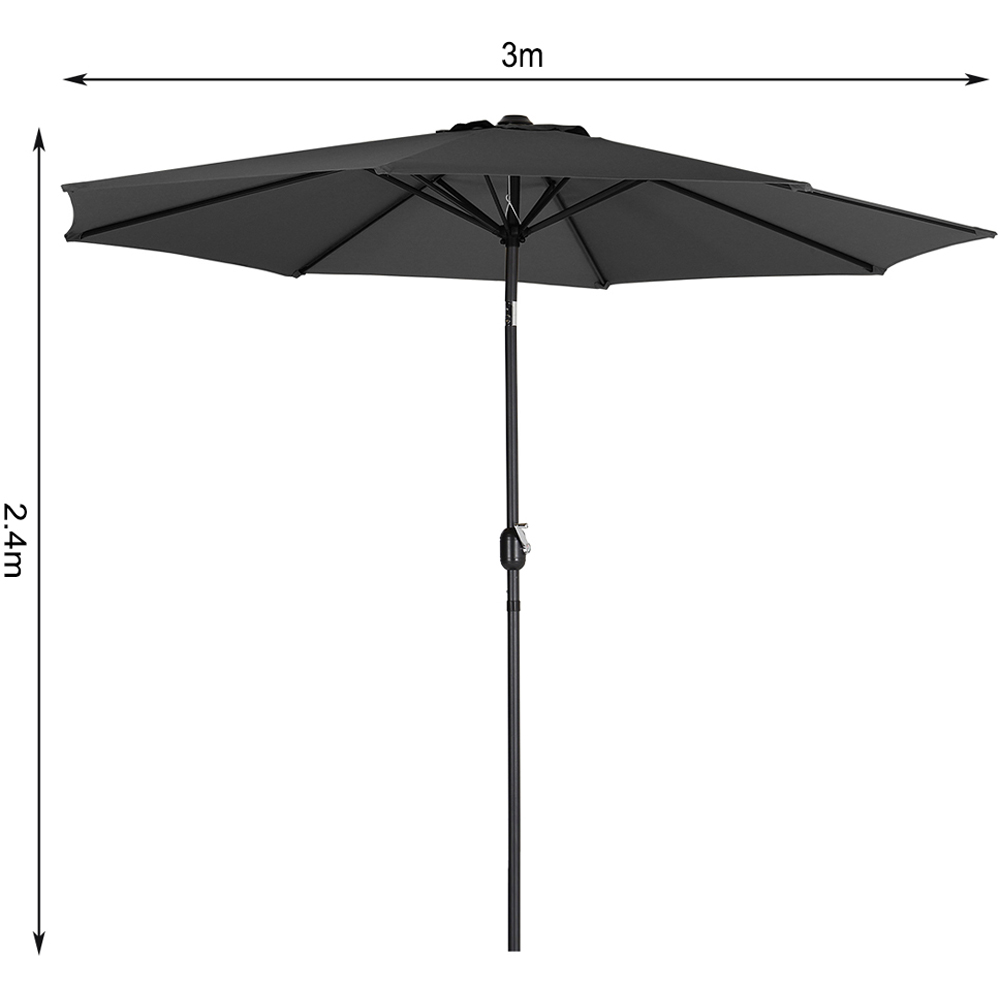 Living and Home Black Crank and Tilt Parasol with Foldable Base 3m Image 7