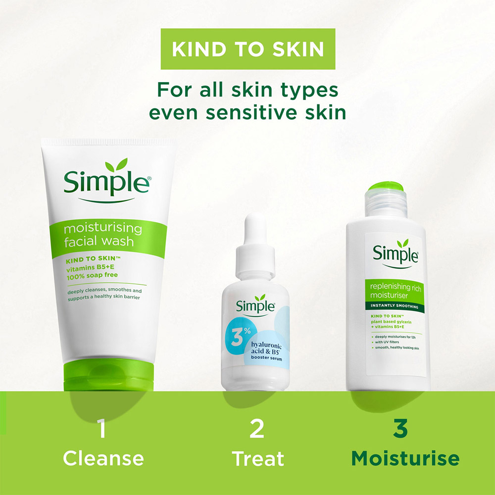 Simple Kind to Skin 12H Replenishing Rich Moisturiser Lotion 125ml 3 Pack Image 6