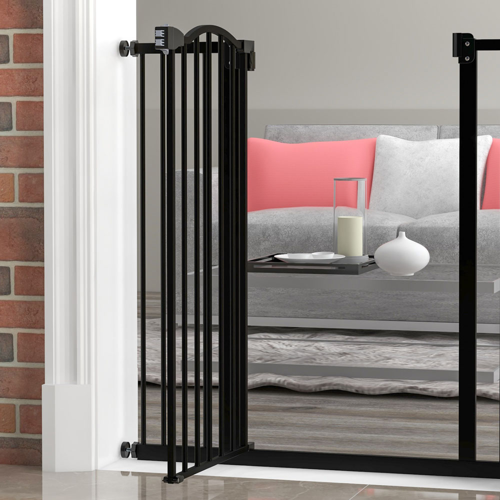 PawHut Black 74-94cm Adjustable Metal Pet Safety Gate Image 7