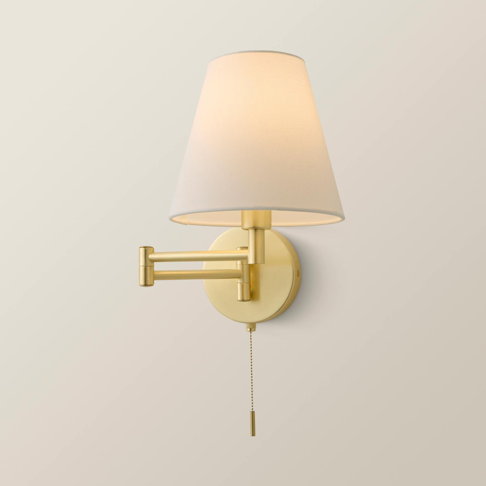 ValueLights Sonia Tapered Shade Brushed Gold Adjustable Swing Arm Wall Light with Bulb Image 5