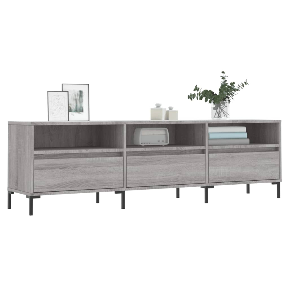 vidaXL 3 Drawer 3 Shelf Grey Sonoma TV Cabinet Image 3