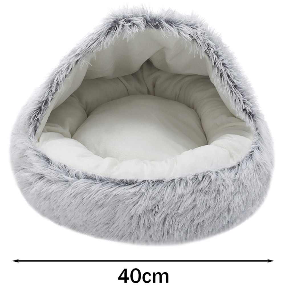 H&O Direct 40cm Grey Soft Plush Shell Pet Bed Image 6