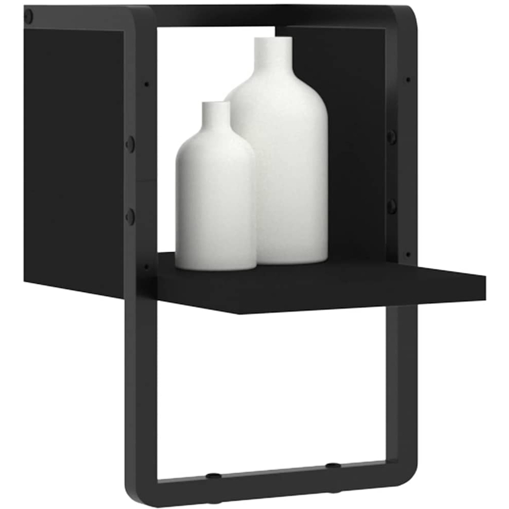 vidaXL 20cm Black Floating Wall Shelf with Bar Image 2