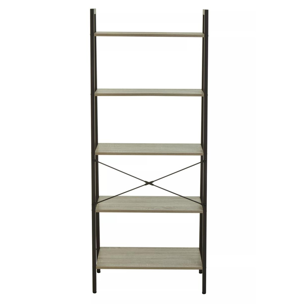Premier Housewares Bradbury 5 Shelf Grey Oak Veneer Ladder Bookshelf Image 4