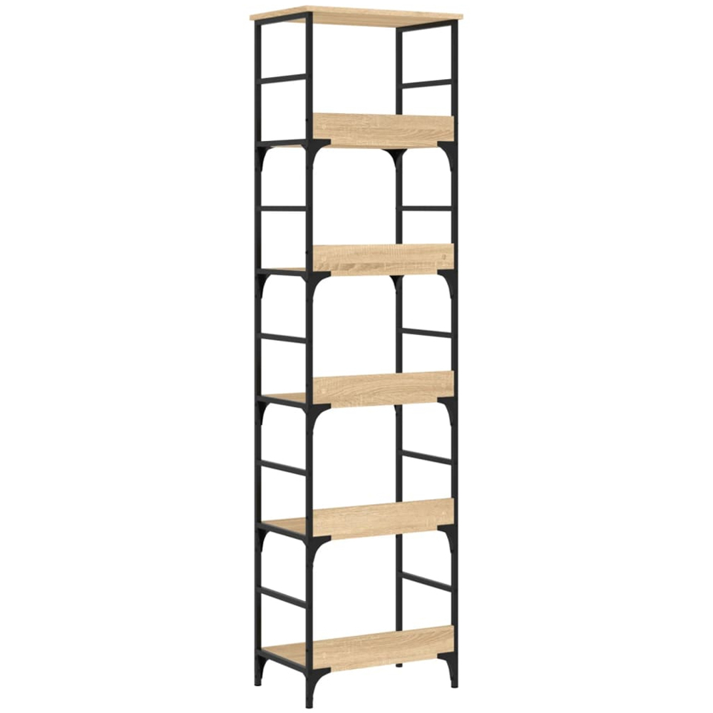 vidaXL 5 Open Shelf Sonoma Oak Bookshelf Image 6