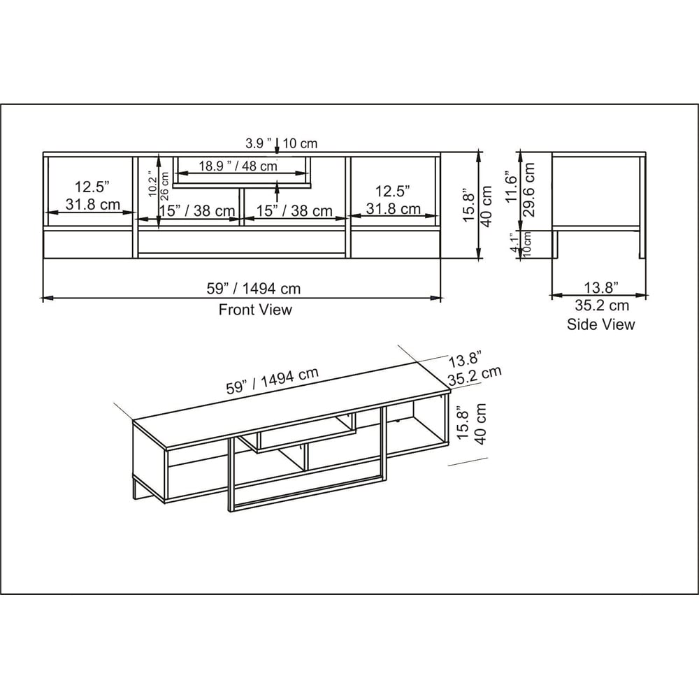 Decorotika Asal 3 Shelf White and Black Modern TV Unit Image 4
