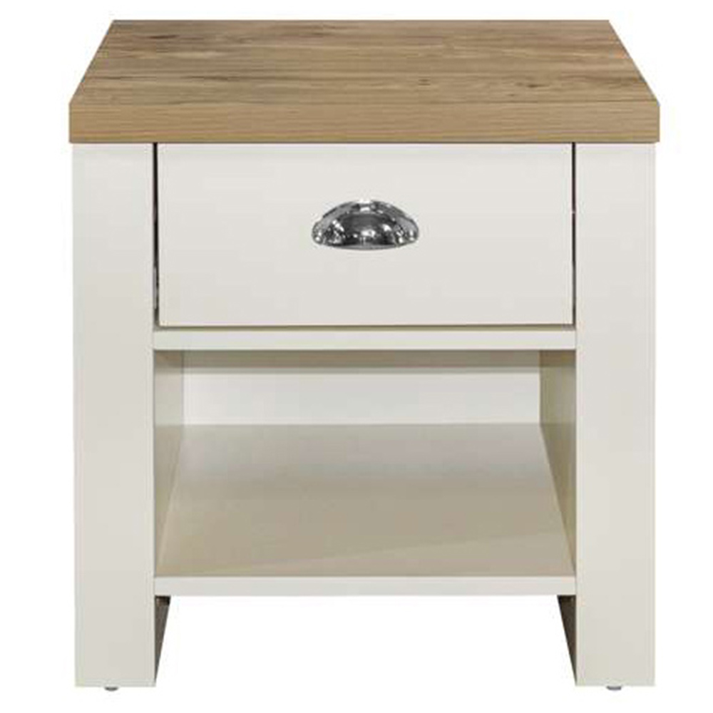 Highgate Single Drawer Cream and Oak Lamp Table Image 3