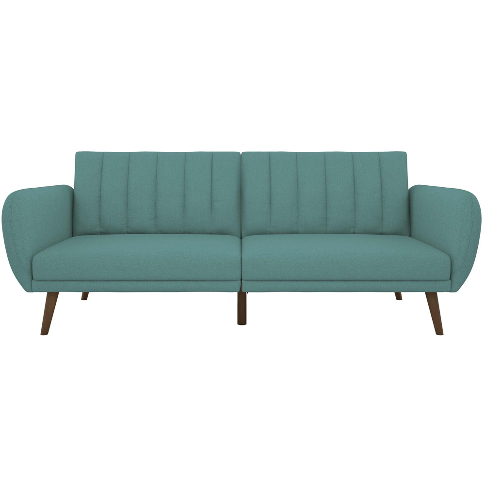 Novogratz Brittany 3 Seater Light Blue Linen Sofa Bed with Wooden Legs Image 3