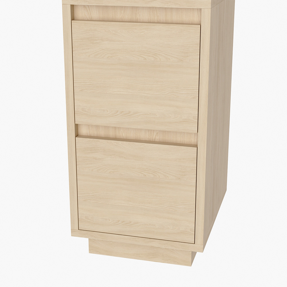 Living and Home 2 Drawer Single Shelf Wood Colour Minimalist Bedside Table Image 5