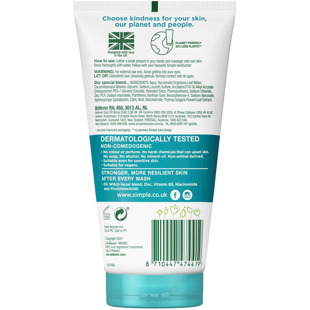 Simple Daily Detox Purifying Face Wash 150ml Image 3