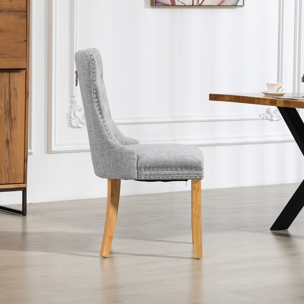 Artemis Home Rezzato Set of 2 Fabric Light Grey Dining Chair Image 3