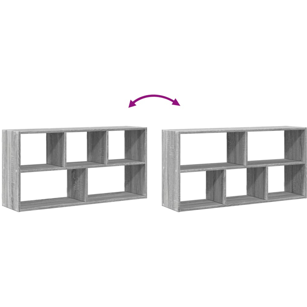 vidaXL 5 Shelf Grey Sonoma Floating Wall Shelf Image 6
