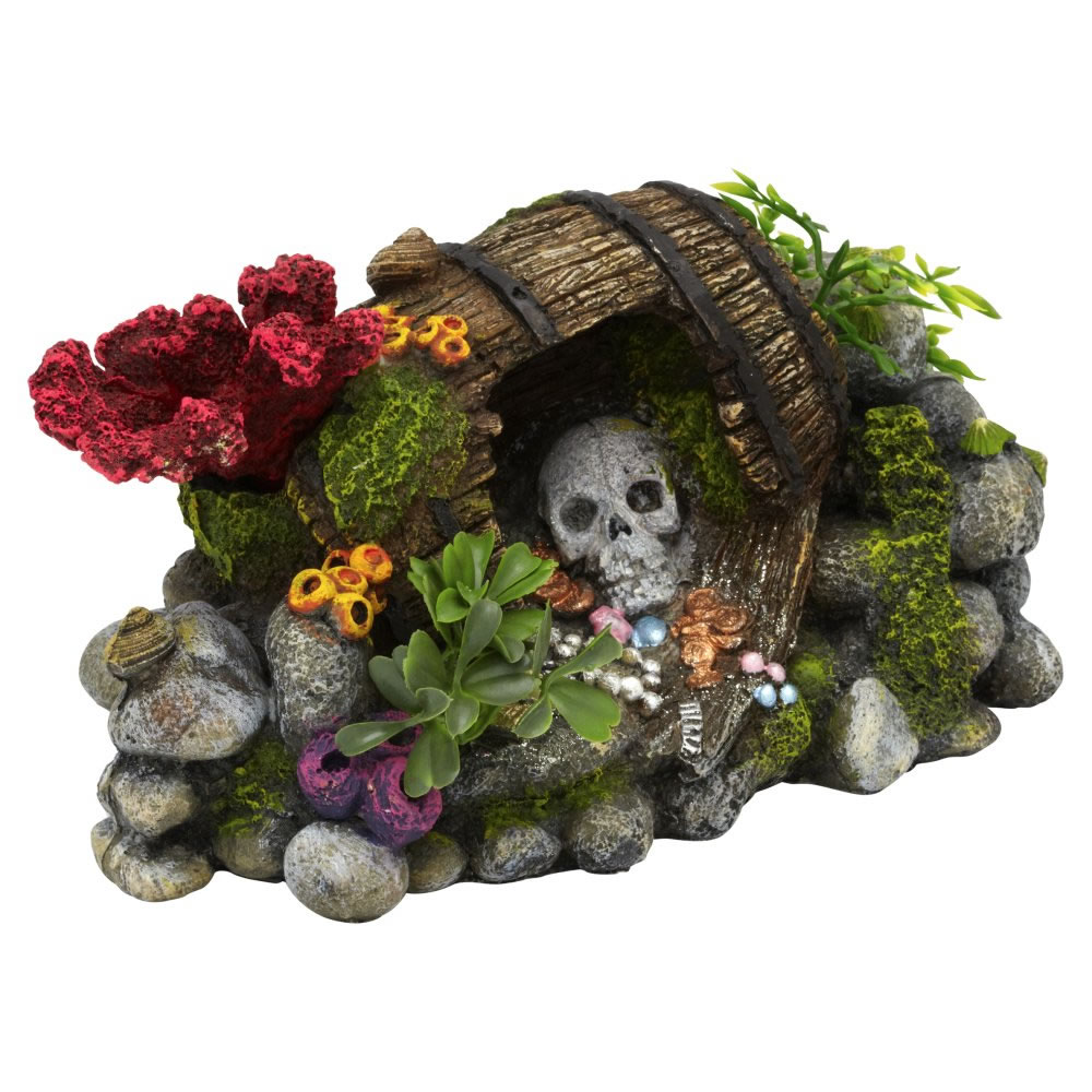 Classic Pet Products Treasure Barrel and Skull Aquarium Ornament Image