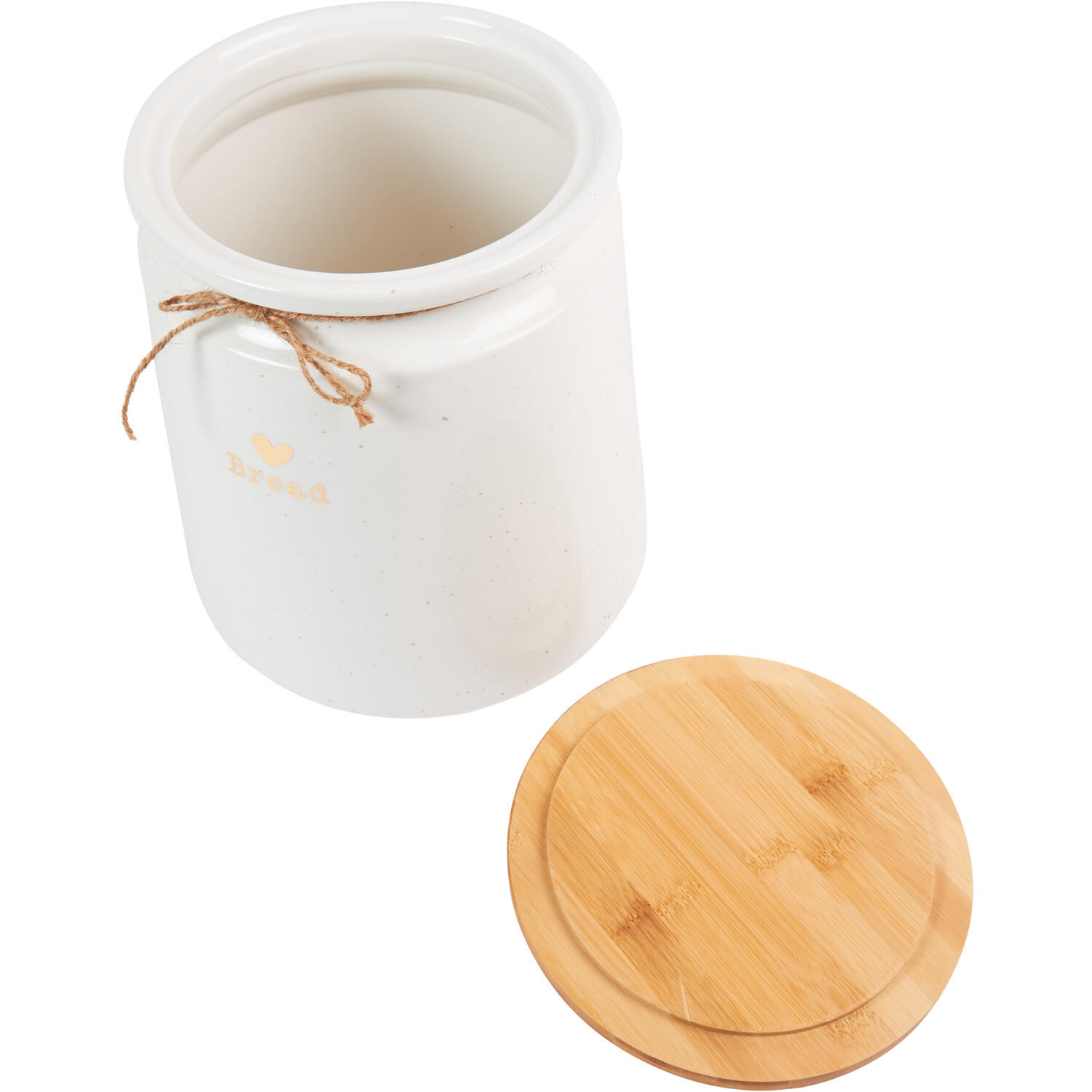 Gold Heart Bread Canister with Bamboo Lid Image 3
