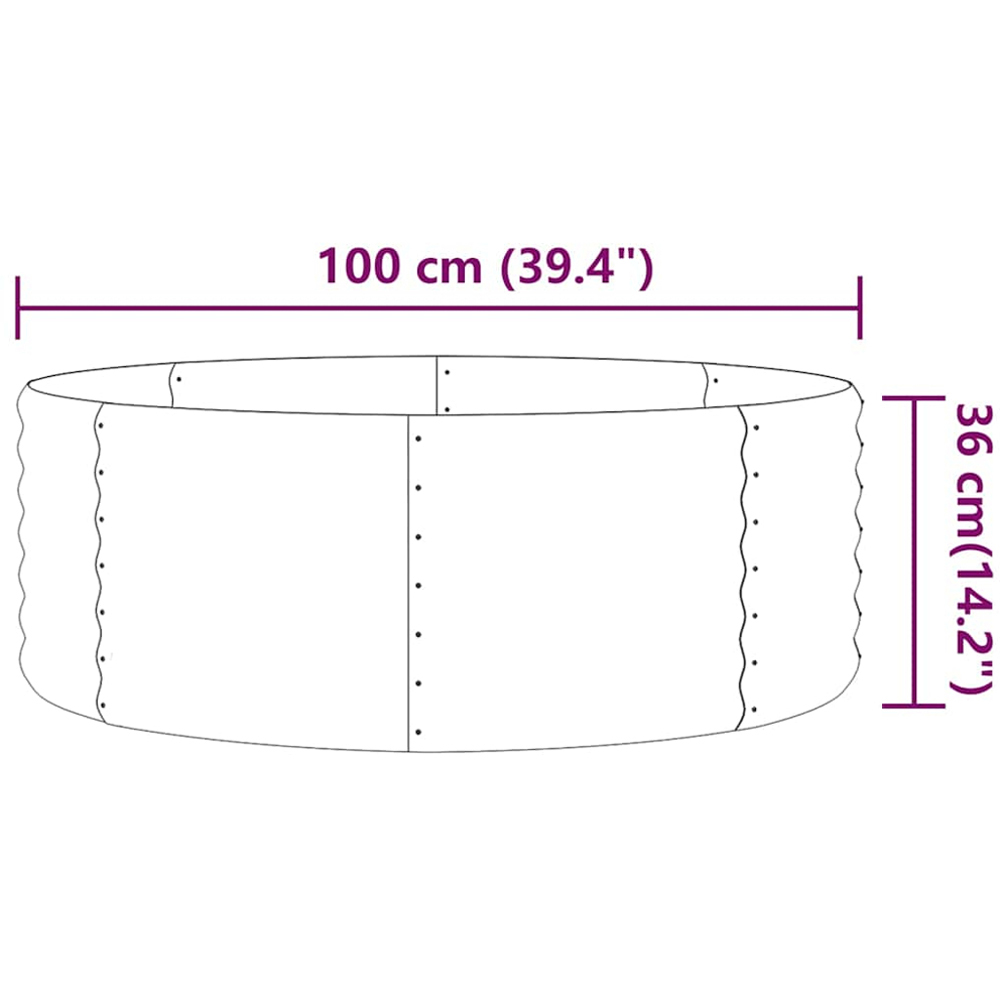 vidaXL Brown Galvanised Steel Raised Garden Bed 36 x 100 x 100cm Image 3