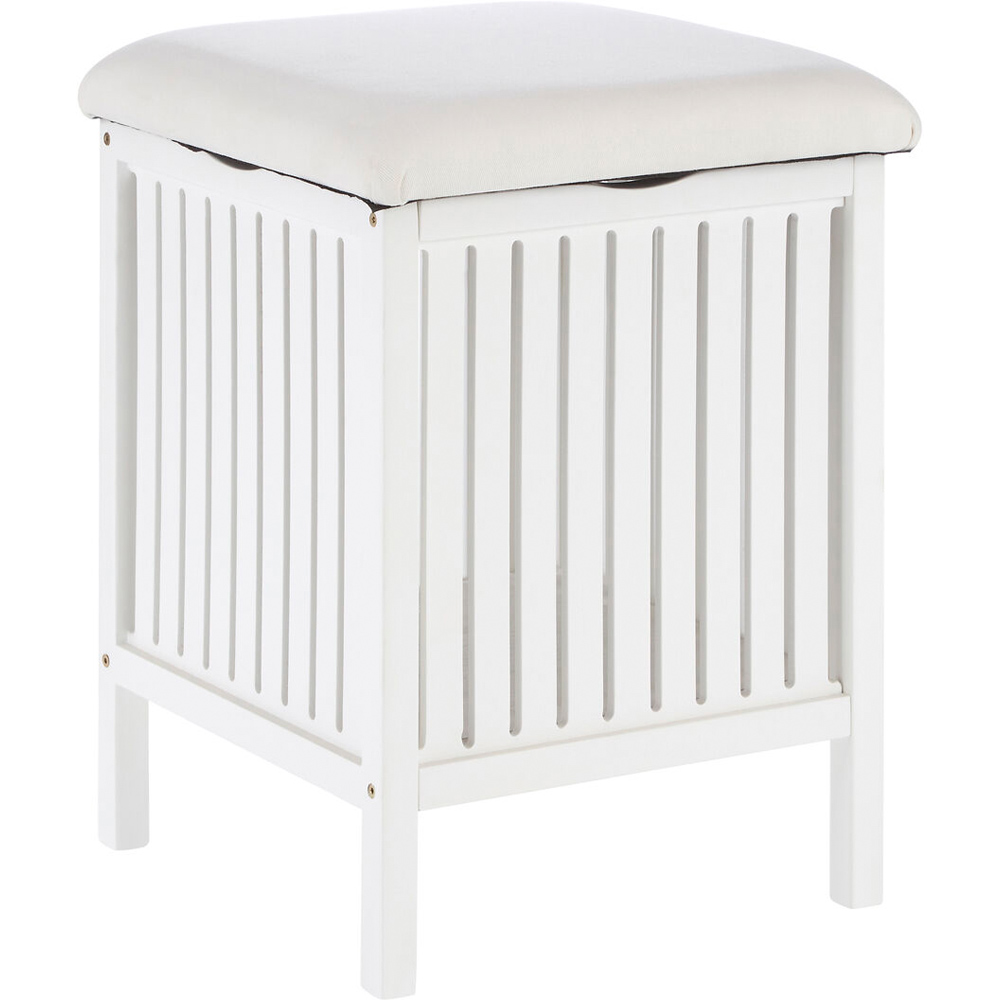 Premier Housewares Salon White Bathroom Storage Stool Image 2