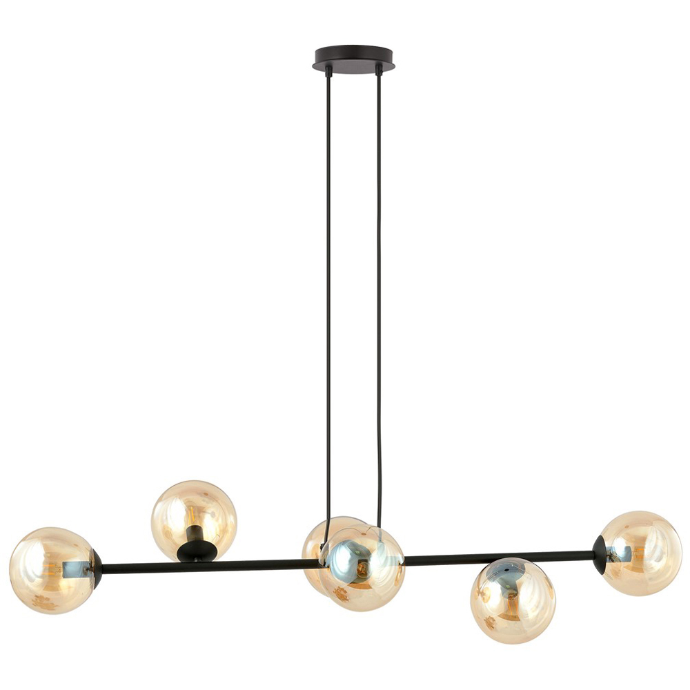 Emibig Rossi 6 Light Amber Shade Black E14 Ceiling Pendant Light Image 1