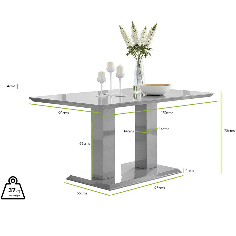 Furniturebox Molini Modern Valera 6 Seater Dining Set Grey Gloss Mustard Yellow and Chrome Image 9
