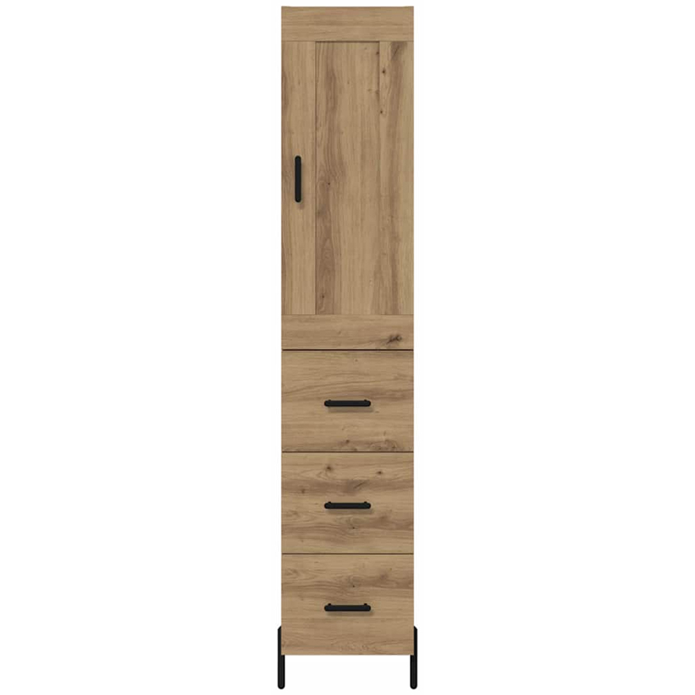 vidaXL Single Door 3 Drawer Artisan Oak Sideboard with Black Handles Image 8