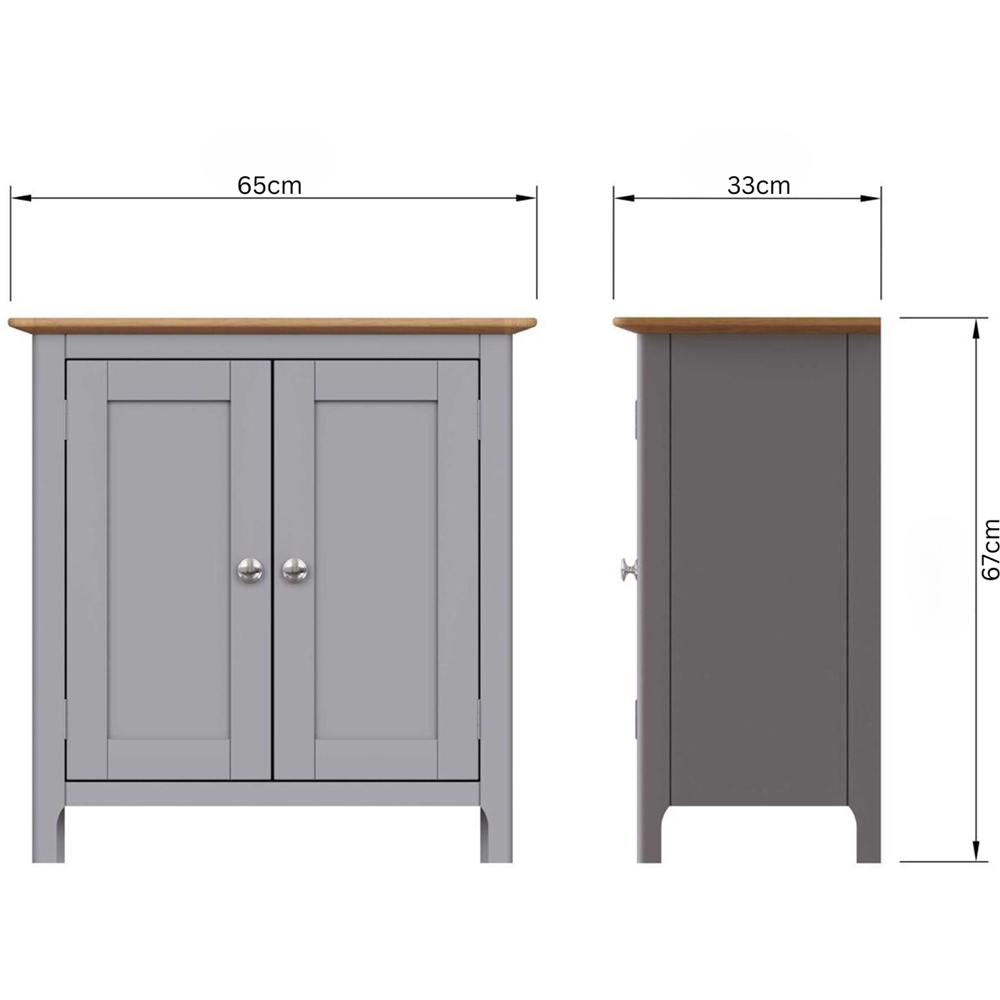 FWStyle Taberno 2 Door Dove Grey and Oak Compact Sideboard Image 9