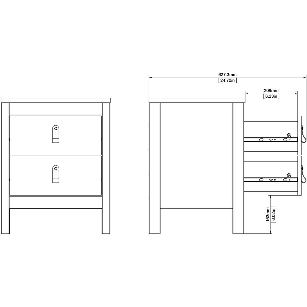 Florence Barcelona 2 Drawer White Bedside Table Image 8