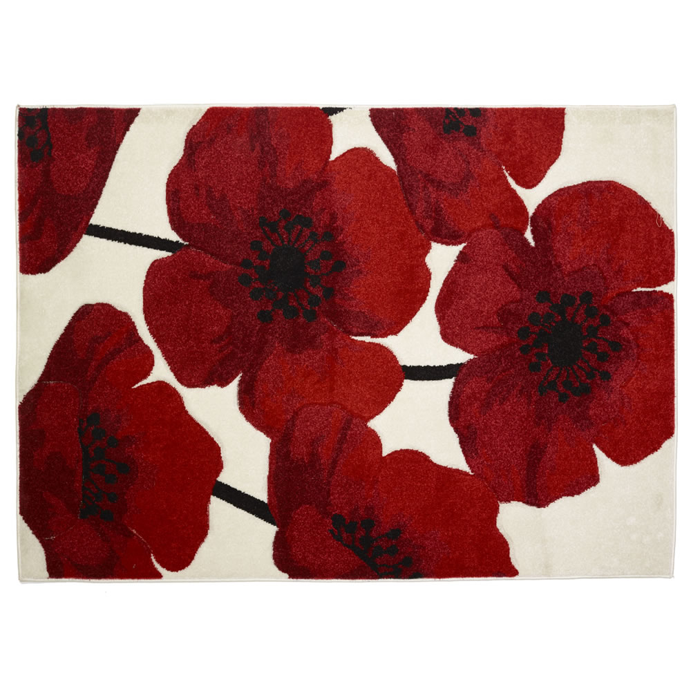 Wilko Evelyn Floral Rug Red 120 x 170cm Image 1