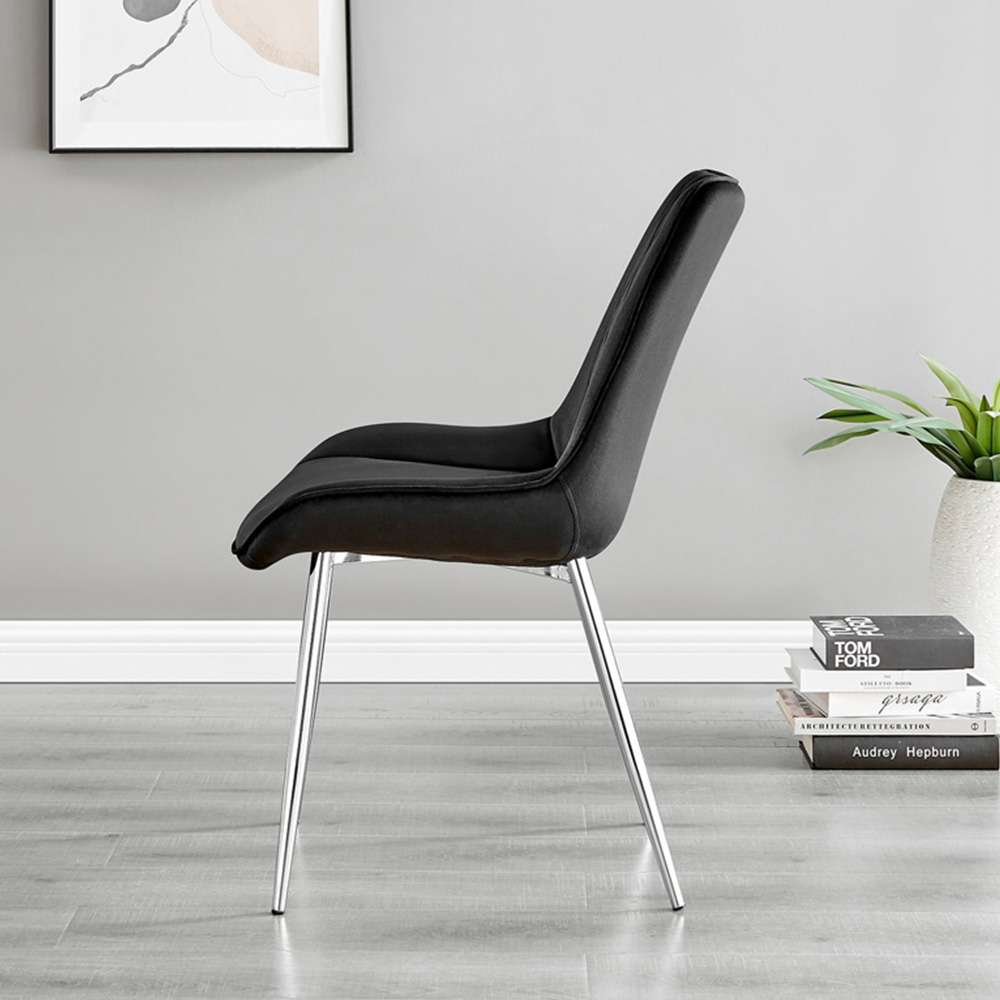 Furniturebox Arona Cesano 6 Seater Round Dining Set Black and Chrome Image 3