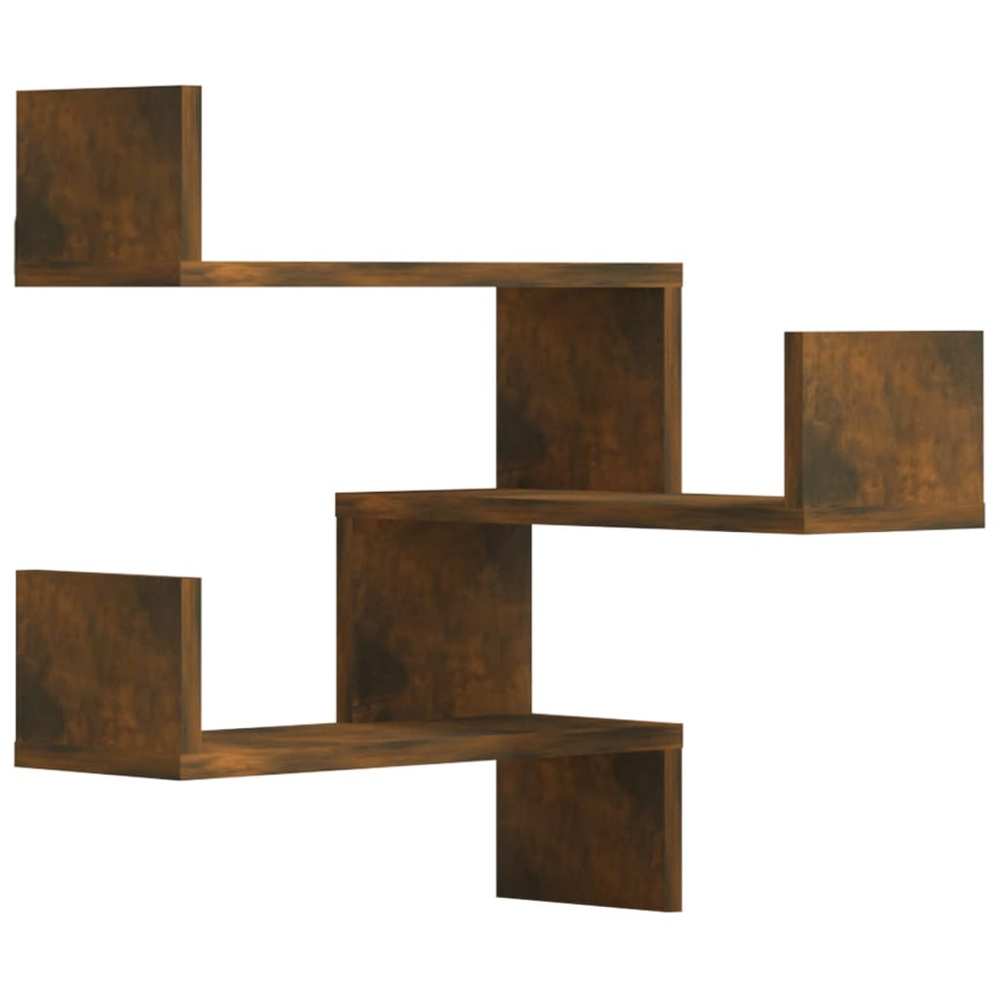 vidaXL 3-Tier Brown Corner Wall Shelf 2 Pack Image 1