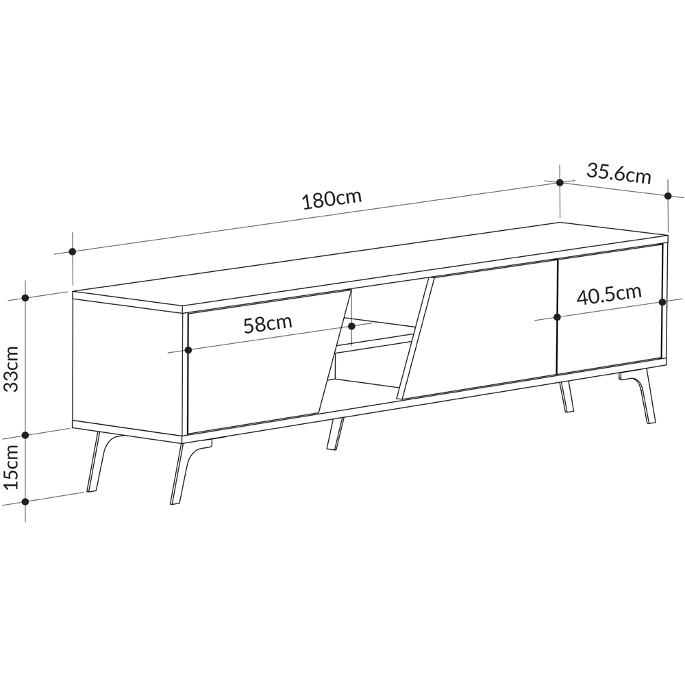 Decortie Fiona 3 Door 2 Shelf Oak and White TV Unit Image 6