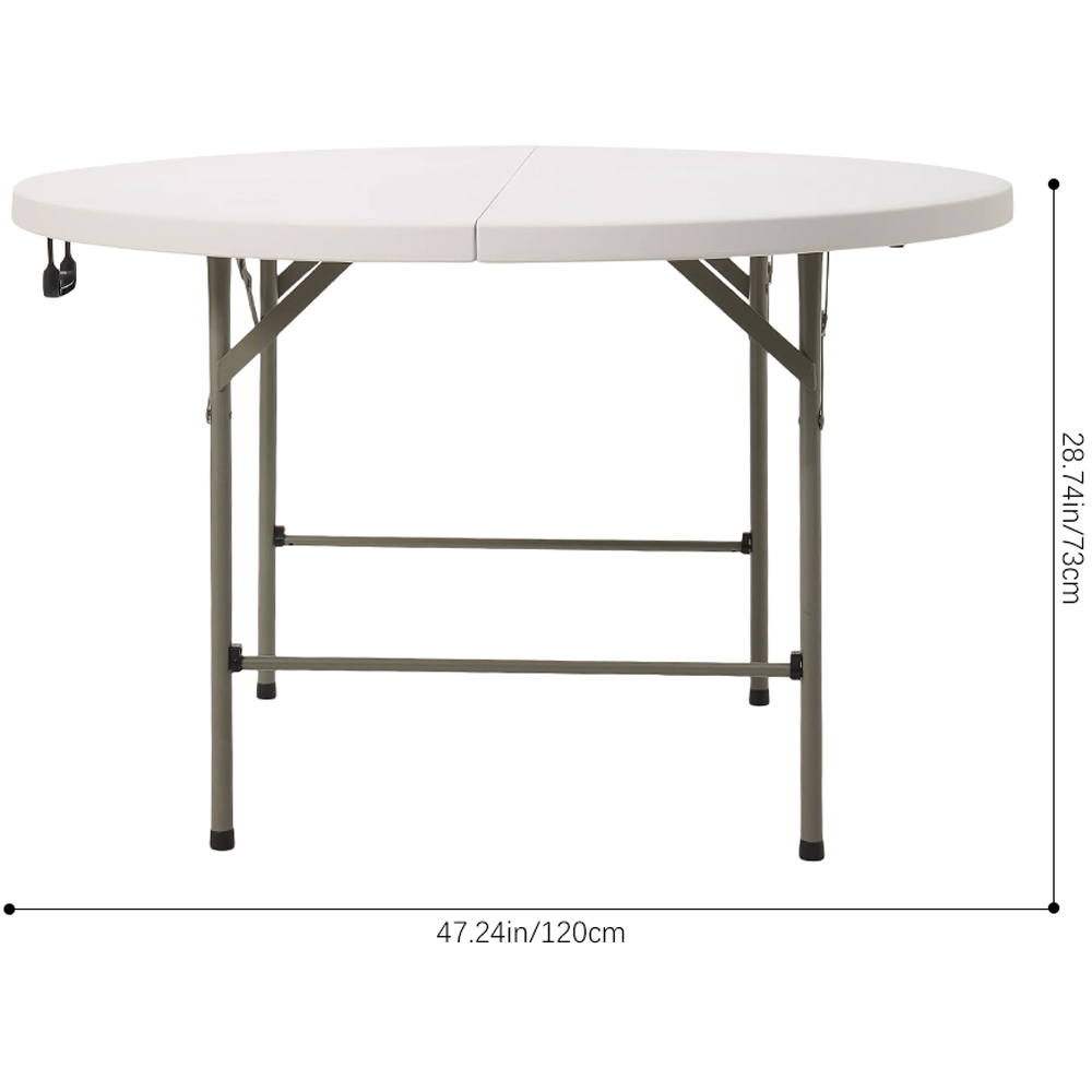 Living and Home White Outdoor Round Folding Camping Table with Handle Image 8