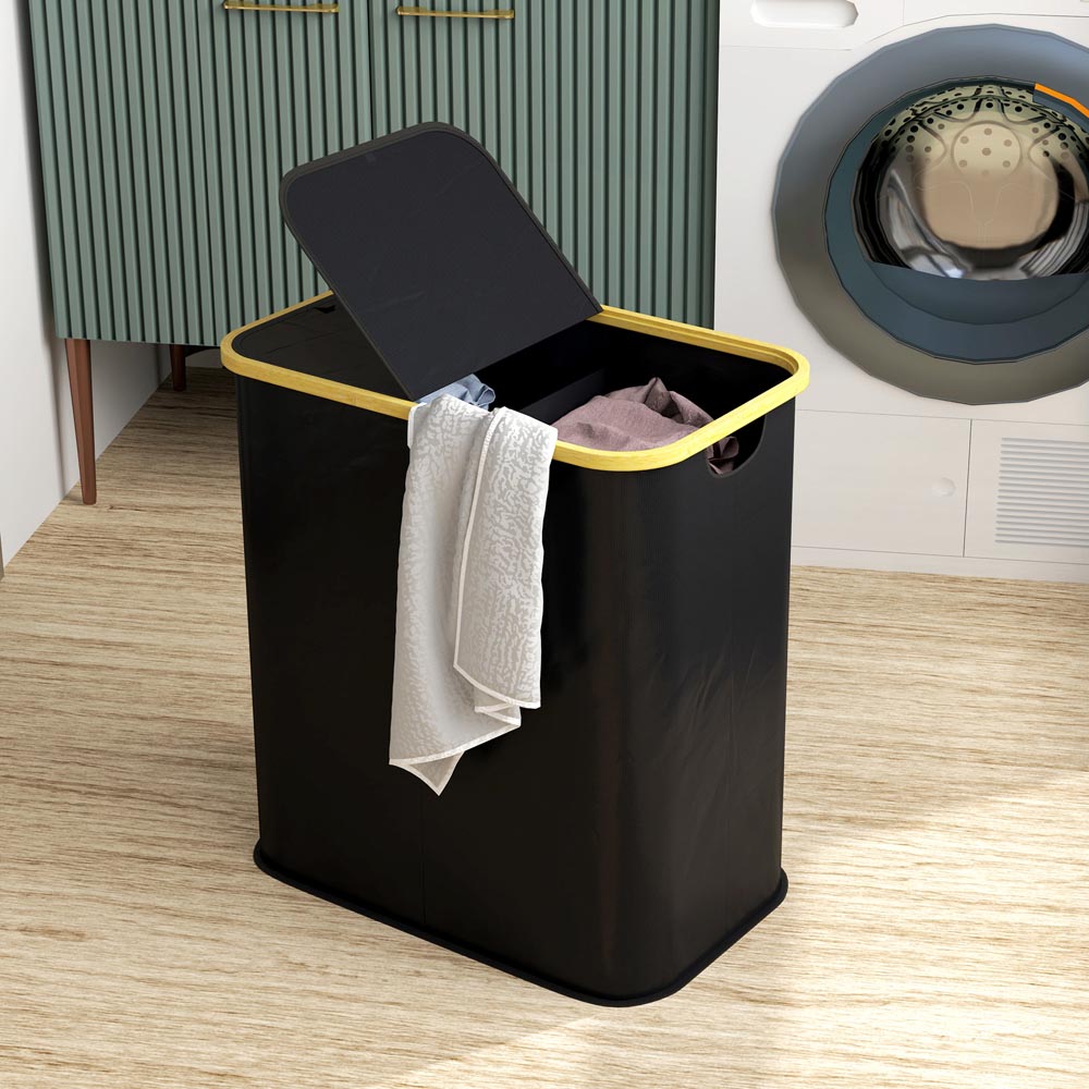HOMCOM Black Collapsible Laundry Hamper 80L Image 4