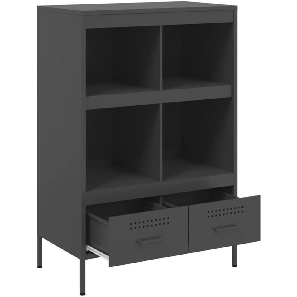 vidaXL 2 Drawer 4 Open Shelf Black Highboard Image 3