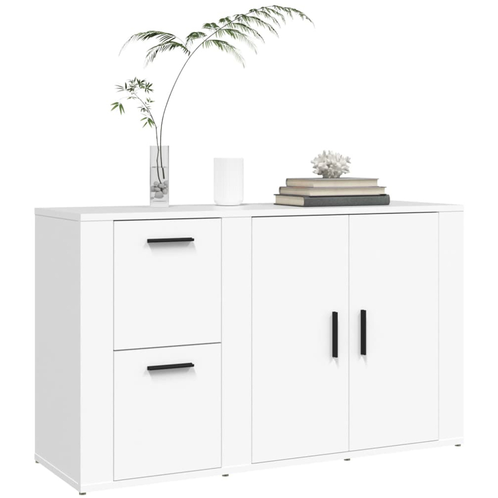 vidaXL 2 Door 2 Drawer White Sideboard Image 4