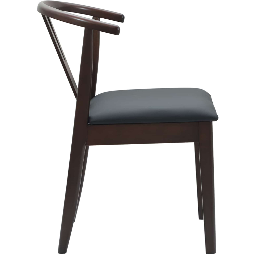 vidaXL Set of 2 Light Brown and Black Rubberwood Dining Chairs Image 6