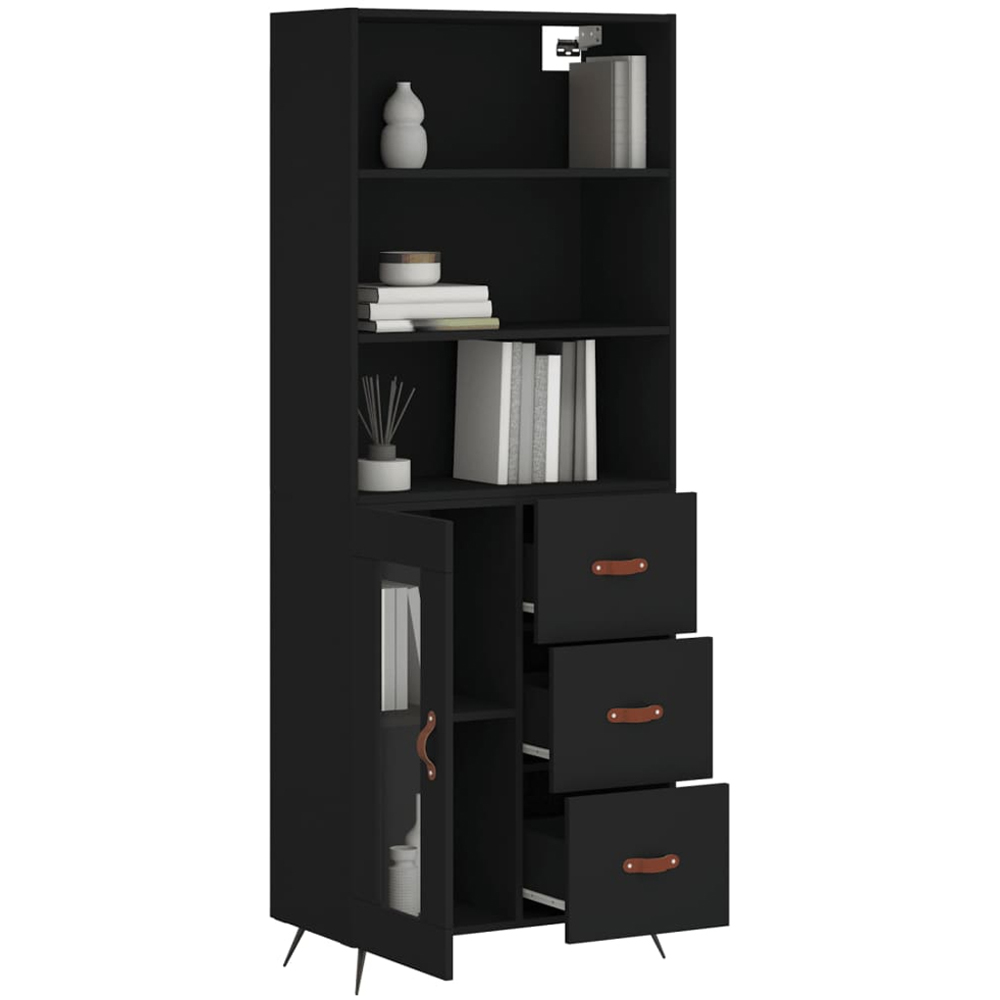 vidaXL Single Door 3 Drawer 5 Shelf Black Highboard Image 3
