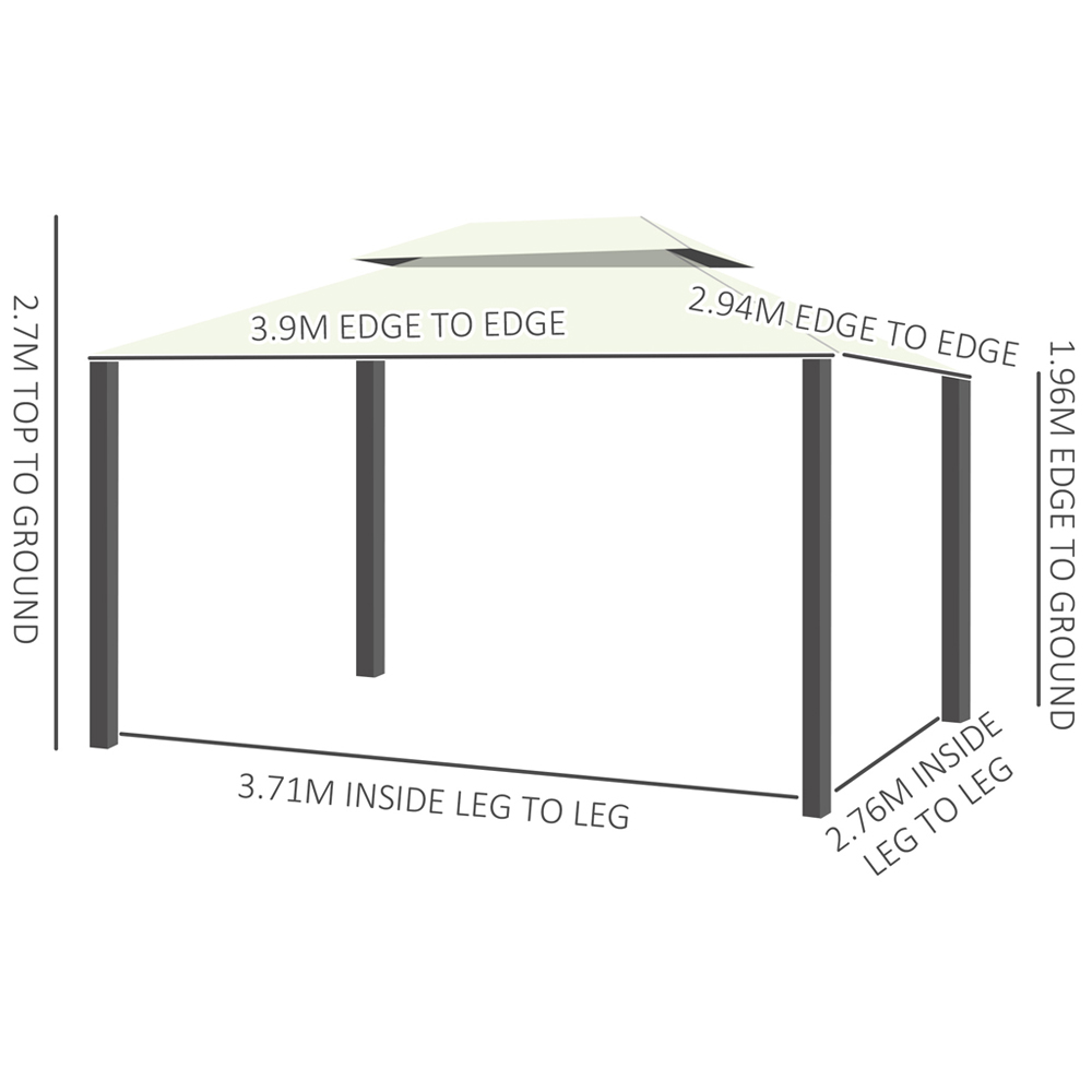 Outsunny 4 x 3m Cream Canopy Marquee Pavilion Gazebo with Sides Image 6