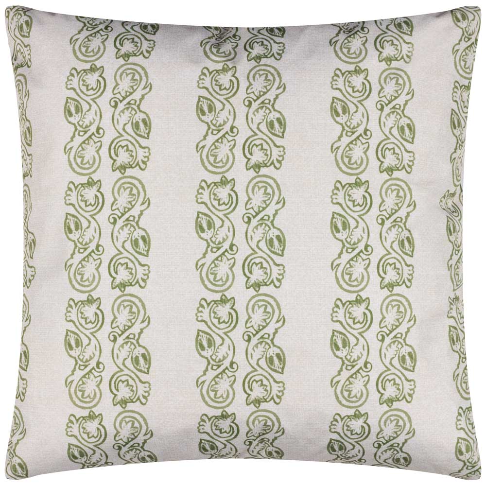 Paoletti Kalindi Olive Stripe Floral UV and Water Resistant Outdoor Cushion Image 2