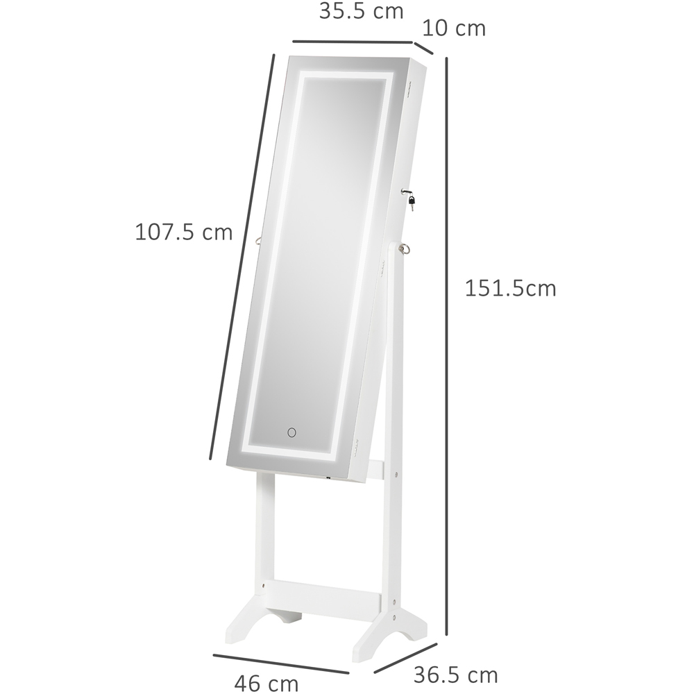 HOMCOM White LED Light Lockable Mirrored Jewellery Cabinet Image 9
