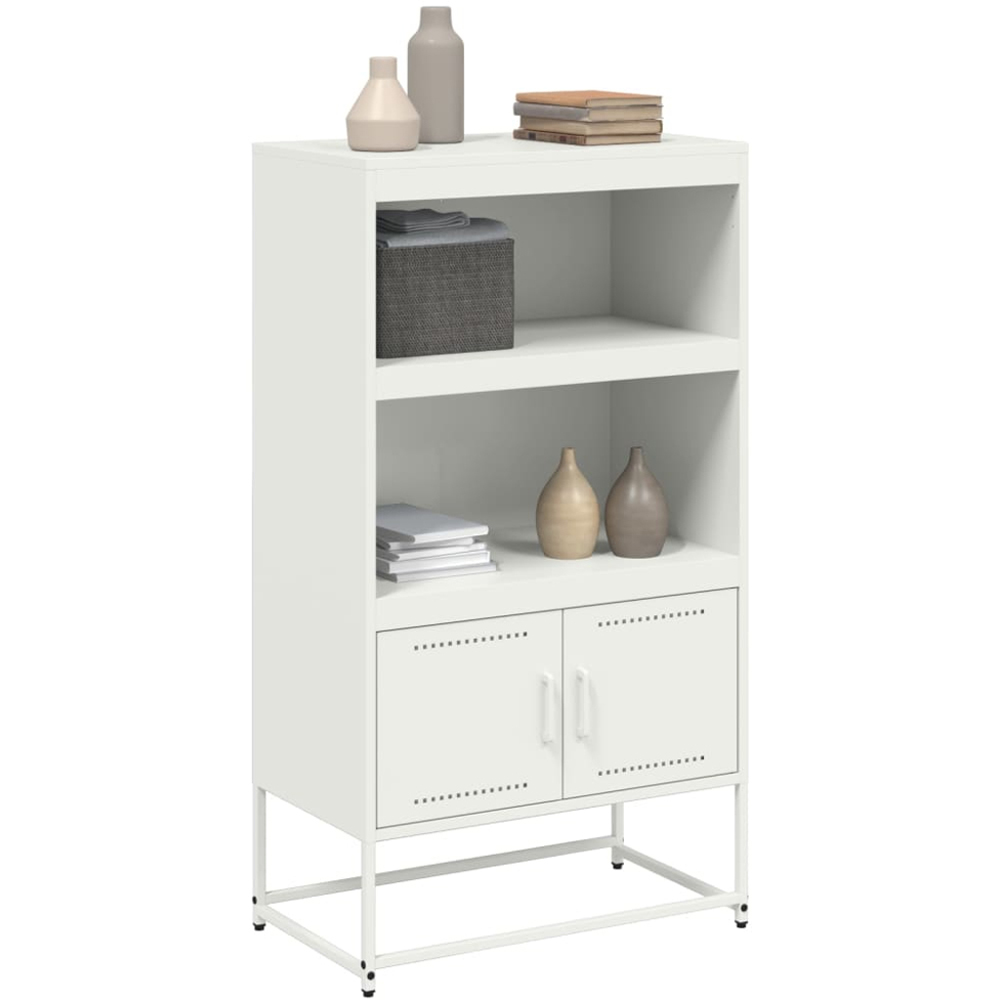 vidaXL 2 Door 2 Shelf White Steel Highboard Image 4