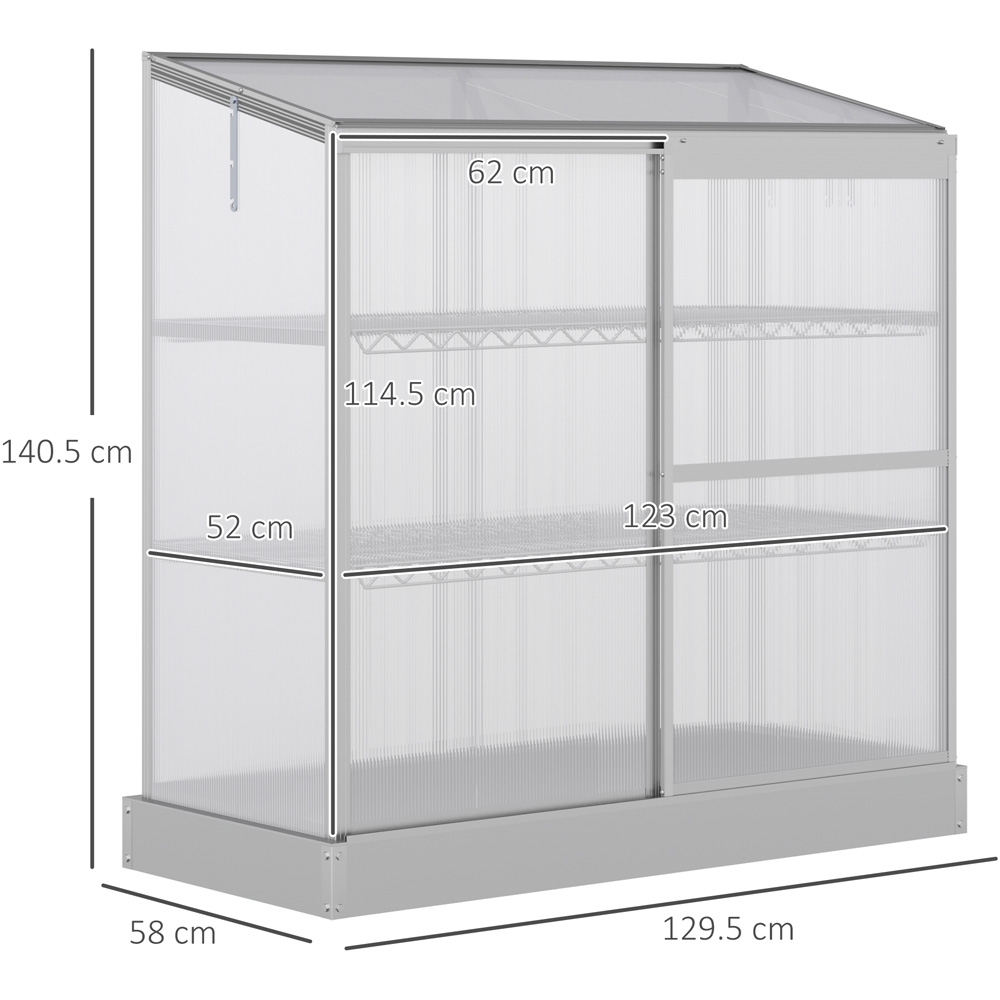 Outsunny 3 Shelf Polycarbonate 4 x 2ft Cold Frame Greenhouse with Openable Roof Image 8