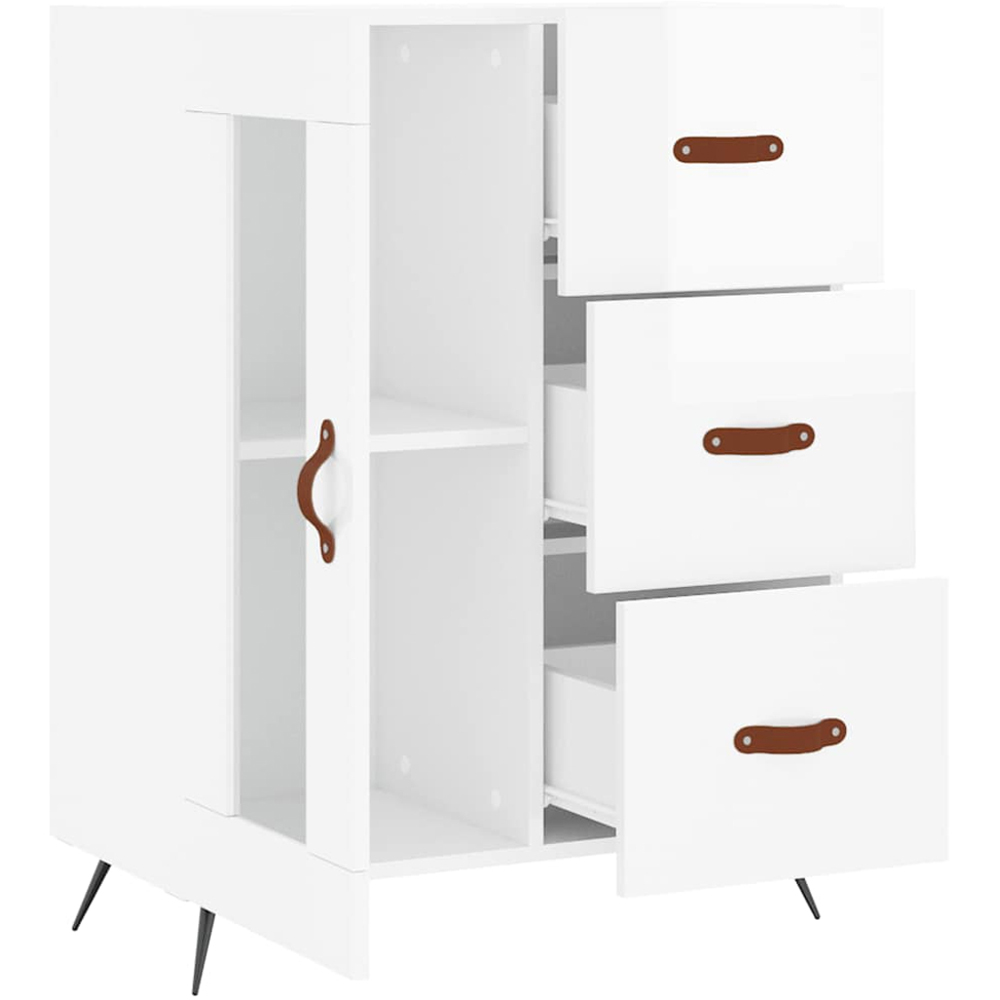 vidaXL Single Door 3 Drawer White Sideboard Image 6