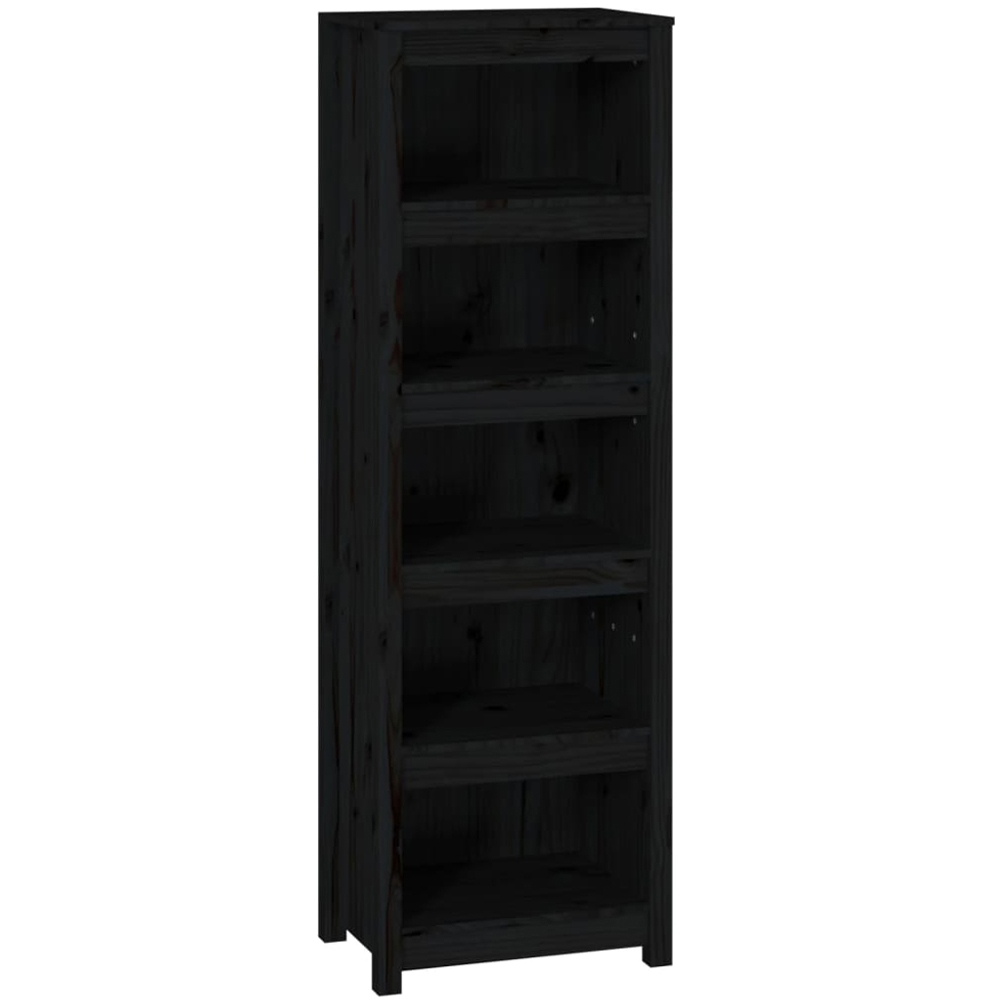 vidaXL 5 Shelf Black Solid Pine Wood Bookcase Image 2