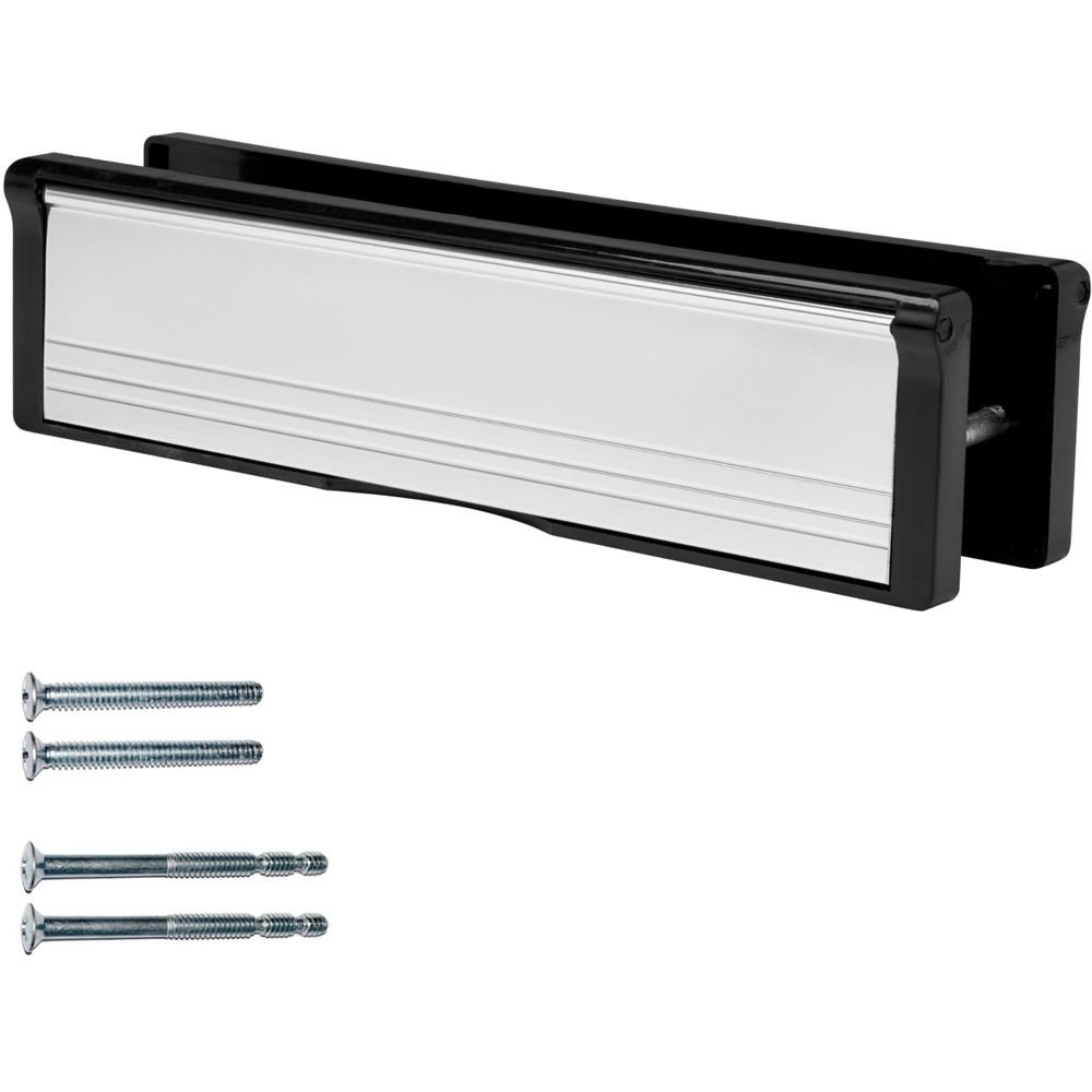 Select Black and Polished Silver Door Letter Box 10 inch Image 1