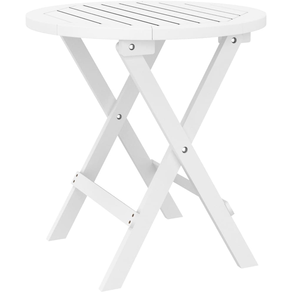 vidaXL White Solid Acacia Wood Folding Garden Table 46cm Image 2