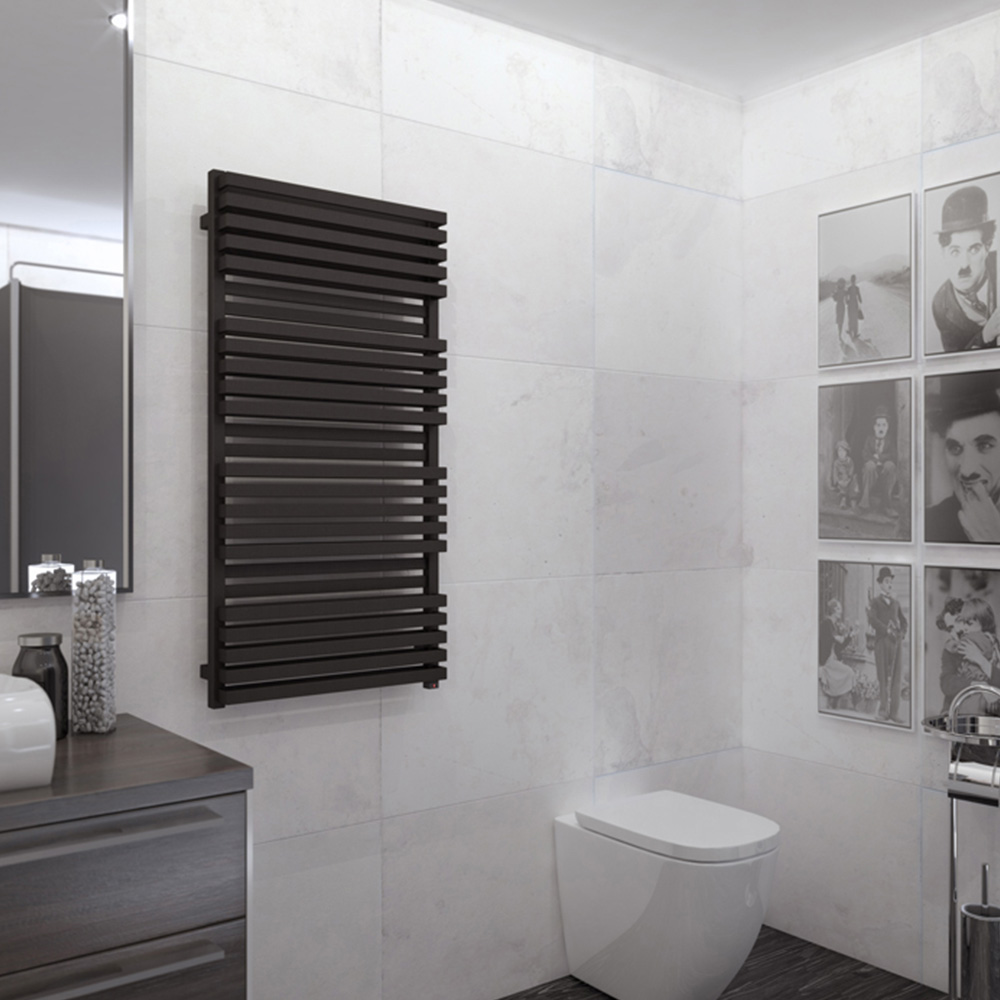 Terma Quadrus Bold One 2728BTU Metallic Black Electric Towel Rail 1185 x 450mm Image 5