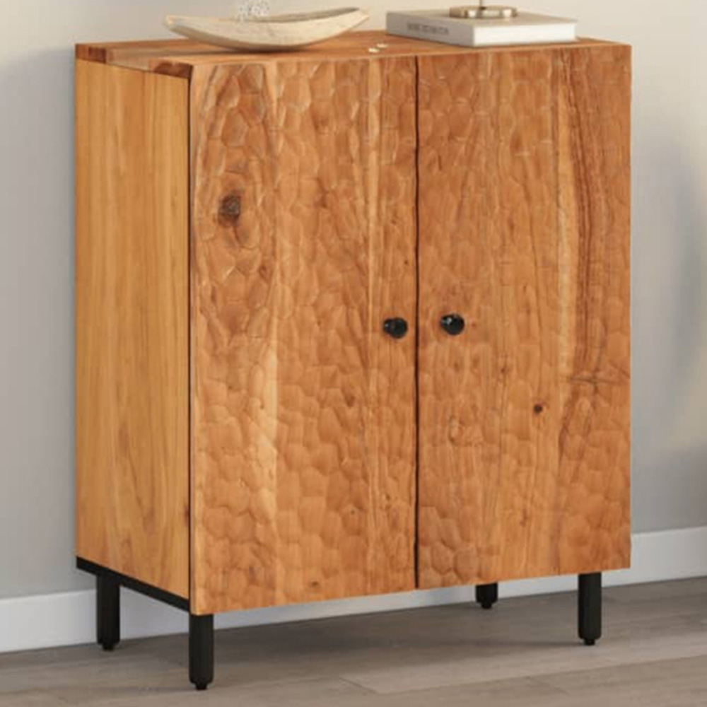 vidaXL 2 Door Natural Solid Acacia Wood Side Cabinet Image 1