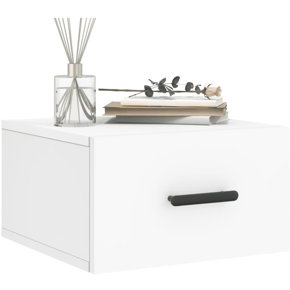 vidaXL Singe Drawer White Wall Mounted Bedside Table Image 3