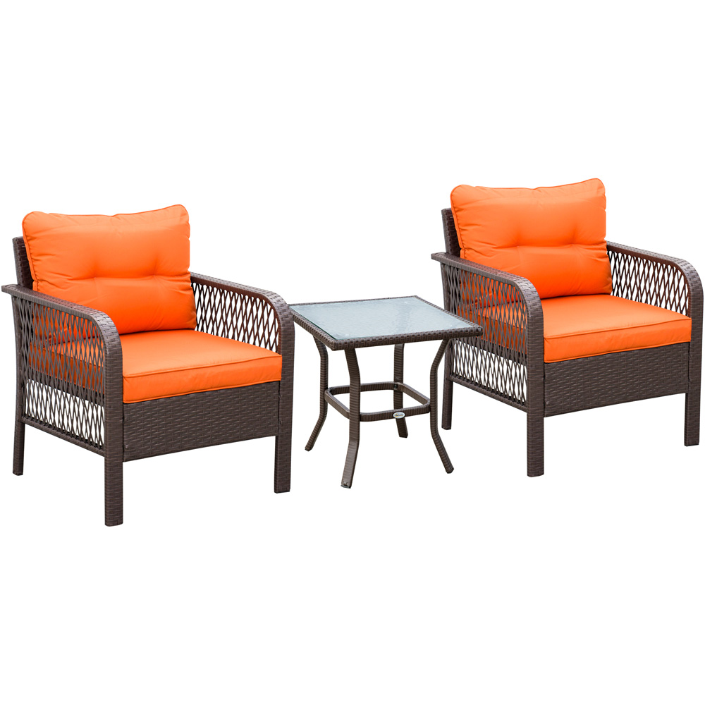 Outsunny 2 Seater Orange PE Rattan Bistro Set Image 2