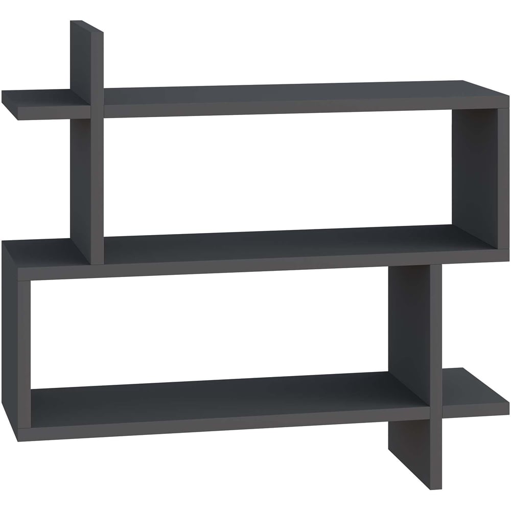 Decortie Paralel 2 Shelf Anthracite Wall Mounted Bookcase Image 4